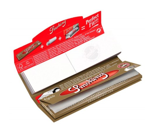 Smoking Gold 2-in-1 King Size Slim vloei + tip - Waterpijp-bong.nl