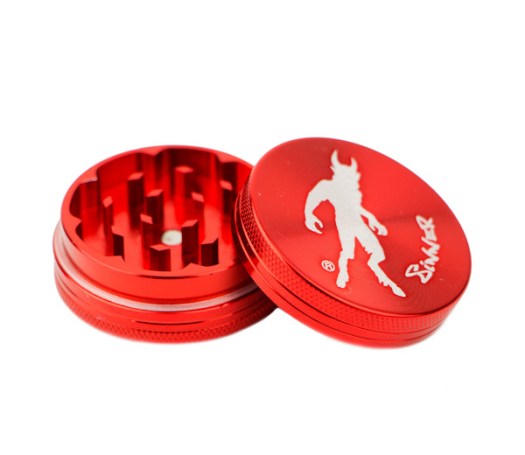 Grinder Aluminium Sinner 2 parts rood - www.waterpijp-bong.nl